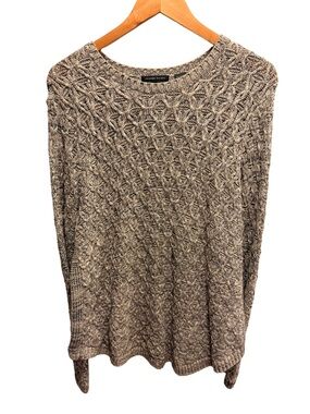 Boho Chic Jeanne Pierre Taupe Mixed Cable Knit Sweater XL